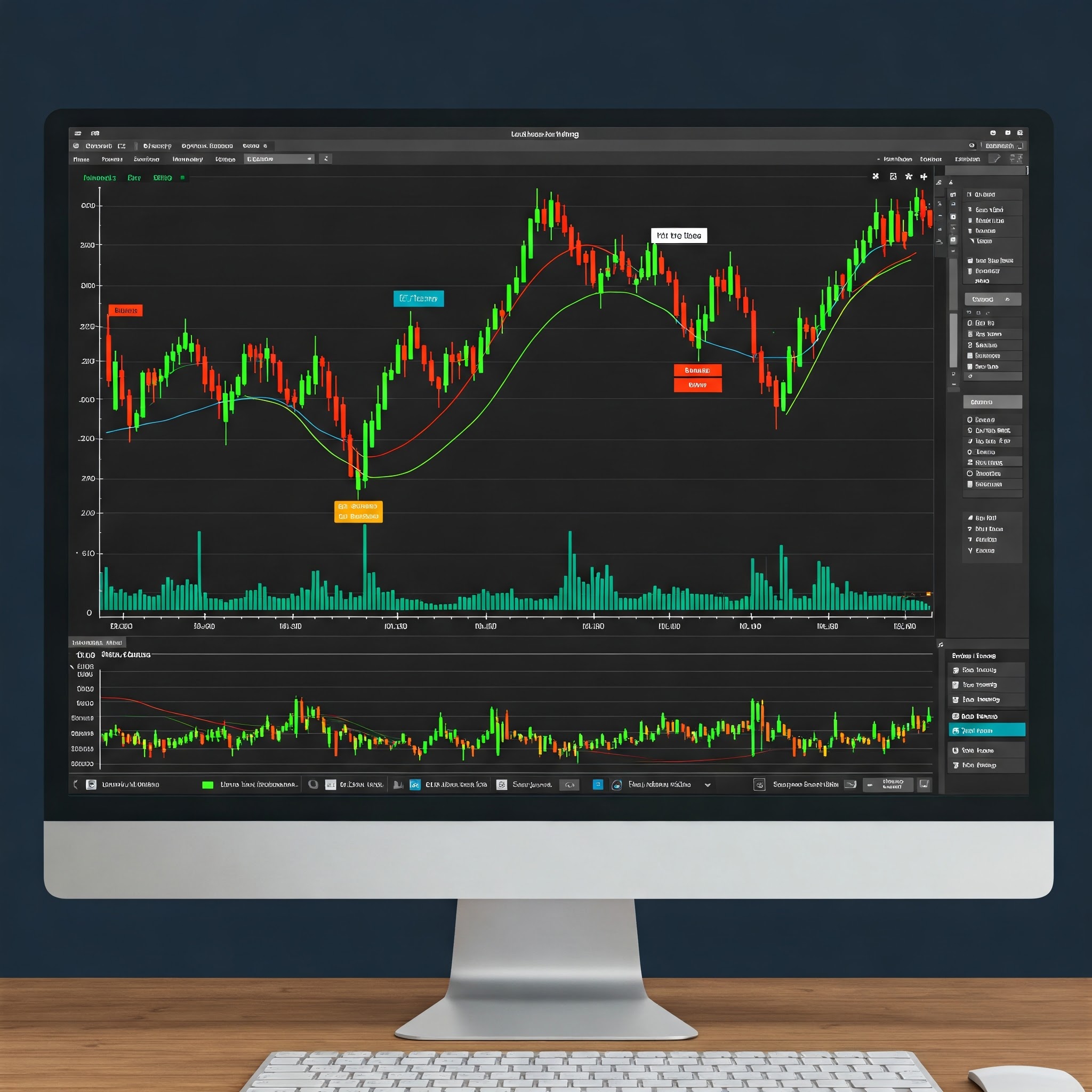 Gráfico de backtesting con operaciones simuladas