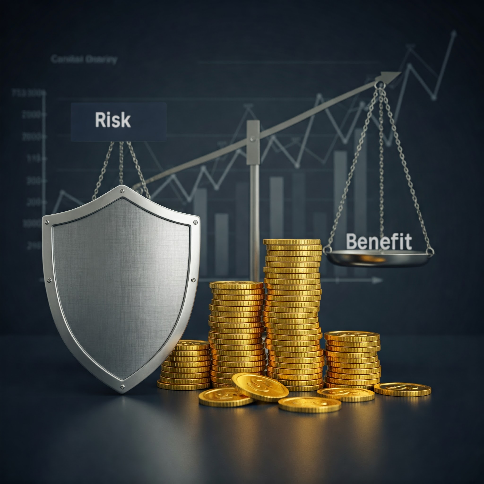 Escudo protegiendo capital o balanza Riesgo/Beneficio
